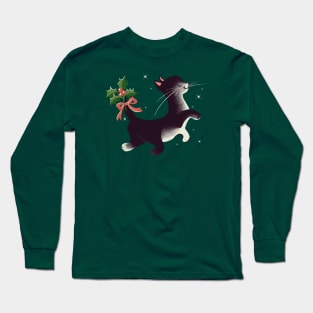 Holly Jolly Vintage Holiday Kitty Cat Cutie Long Sleeve T-Shirt